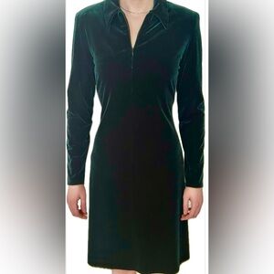 Vintage 90s K.C Spencer Velvet Emerald Green Dress